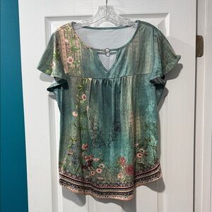 Floral Green Women's Top